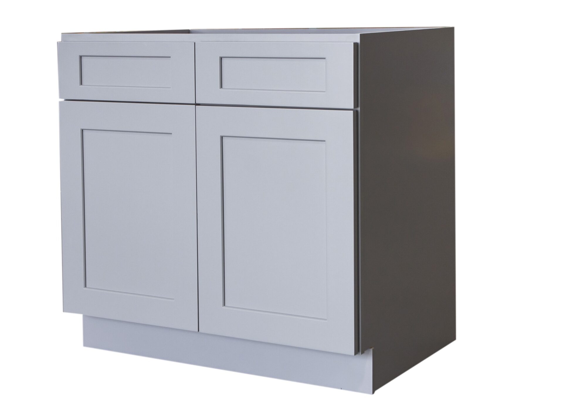 Base Cabinet - Double Door and Double Drawer - GREY SHAKER - Cabinet Deals